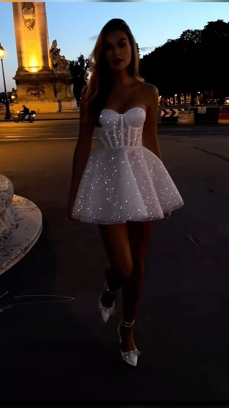 Shiny A Line Sweetheart Neck Sequin Tulle Short Prom Dress Homecoming Dress SH8366