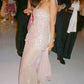 Shiny Sheath Strapless Light Pink Sequin Prom Dress Evening Dress SH2536