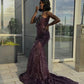 Sexy Special Occasion Dress Mermaid Sweetheart Grape Sequins Prom Dresses With Beads Gem Party Dress Long Evening Dresses SH6408