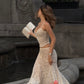 Two Piece Mermaid Spaghetti Strap Ivory Lace Long Prom Dress Evening Dress SH8120