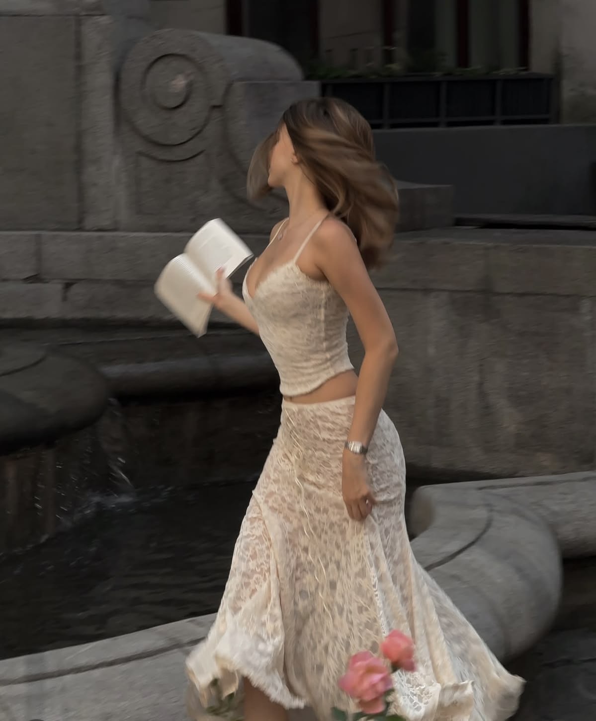 Two Piece Mermaid Spaghetti Strap Ivory Lace Long Prom Dress Evening Dress SH8120