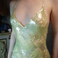 Gentle Green Mermaid Spaghetti Strap Sequin Chiffon Prom Dress Evening Dress SH2670