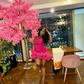 Hot Pink Sheath Satin Strapless Short Homecoming Dress Party Dress  SH1497