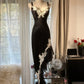 Sexy Sheath Spaghetti Strap Ruffle Appliques Lace Chiffon Party Dress Evening Dress SH2881