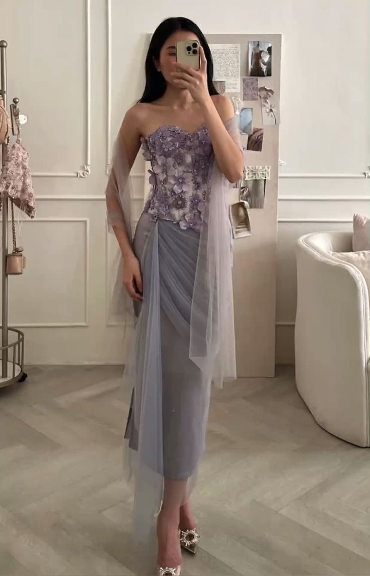 Exquisite Purple Floral Sheath Sweetheart Neck Tulle Prom Dress Evening Dress Formal Dress SH3835