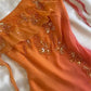 Orange Gradient Exquisite Beaded Spaghetti Strap Midi Chiffon Slim Ball Gown Evening Dress Party Dress Prom Dress SH3531