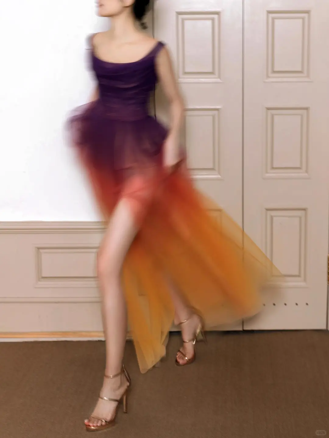 Stunning A Line Straps Purple Orange Ombre Tulle Prom Dress Party Dress SH4737