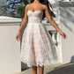 Charming A Line Sweetheart White Lace Tea Length Prom Dress with Appliques SH7987