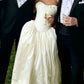 Cute Ivory Ball Gown Sweetheart Neck Bow Satin Wedding Dress SH3808