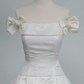 Retro Unique A Line Strapless Bow White Tulle Satin Wedding Dress SH6089
