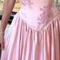 Pink A Line Spaghetti Straps Appliques Satin Long Prom Dress Evening Dress SH2483
