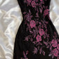 Black Retro Elegant Pink Beaded Chiffon Prom Dress Evening Dress Birthday Party Dress SH3595