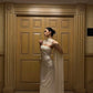 Elegant Sheath Strapless Beaded Ivory Satin Long Prom Dress Evening Dress SH5144