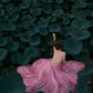 Gentle A Line Spaghetti Strap Print Flower Pink Chiffon Open Back Party Dress Evening Dress SH2870