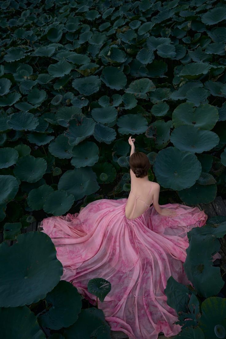 Gentle A Line Spaghetti Strap Print Flower Pink Chiffon Open Back Party Dress Evening Dress SH2870