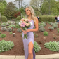 Light Purple Side Slit Satin Prom Dress Long Party Dress Evening Dress SH1073