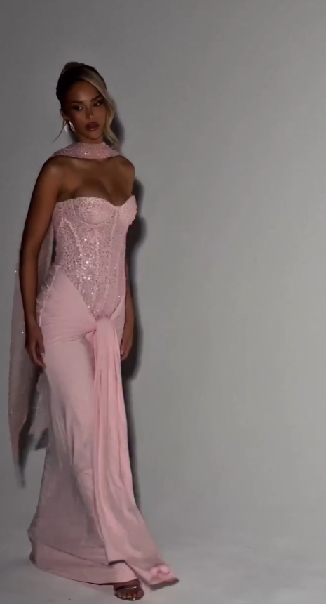 Pink A Line Sweetheart Neck Sequin Satin Prom Dress Evening Dress SH4693