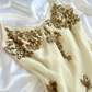 Vintage Light Yellow A Line Straps Beaded Chiffon Short Homecoming Dress Outfits SH5459