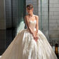 Rose Ball Gown Strapless White Satin Long Sweep Wedding Dress SH5279