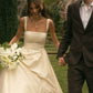 Classic Ball Gown Spaghetti Strap Pleated Simple Satin Wedding Dress SH4748