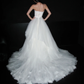 Pretty Romantic Ball Gown Strapless White Satin Tulle Long Train Wedding Dress SH6619