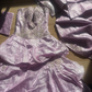 Retro Unique Pink Ball Gown Lace Appliques Pleated Satin Prom Dress Evening Dress SH5920