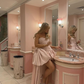 Pink A Line Sweetheart Neck Pleated Satin Mini Homecoming Dress with Bow SH3287