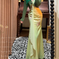 Green Mermaid Spaghetti Strap Beaded Chiffon Satin Long Prom Dresses SH4632