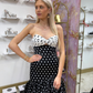 Cute Polka Dot Mermaid Strapless Layered Satin Long Prom Dress Evening Dress SH7228
