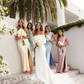 Pretty Sheath One Shoulder Baby Blue Satin Bridesmaid Dress Evening Dress with Slit SH3204