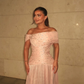Shiny A Line Off the Shoulder Beaded Satin Long Prom Dress Evening Dress SH7302