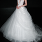 White Princess Ball Gown V Neck Appliques Tulle Wedding Dress SH5551