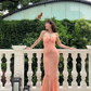 Elegant Mermaid Spaghetti Strap Orange Lace Long Prom Dress SH4569