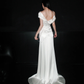 Charming Sheath Off the Shoulder Pearl White Satin Long Wedding Dress SH6674