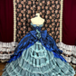 Vintage Royal Blue Satin Layered Tulle Prom Dress Party Evening Dress SH5695