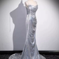 Elegant Silver Sequin Mermiad Prom Dress Long Evening Dress SH1037