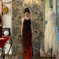 Vintage Burgundy Ombre Sheath Halter Beaded Chiffon Open Back Prom Dress 16th Birthday Dress SH4402