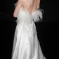 Sweety A Line Strapless White Feather Beaded Satin Long Wedding Dress SH5974