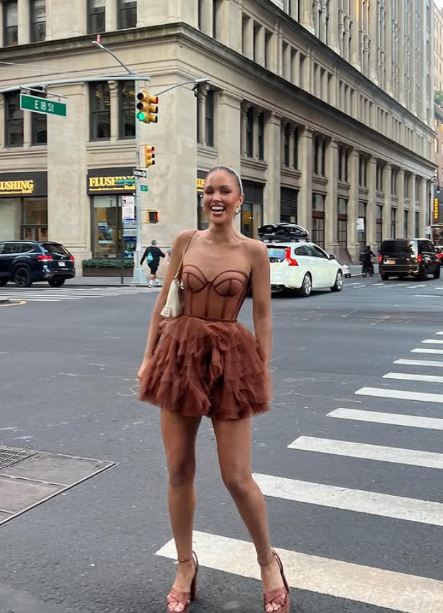 Cute A Line Sweetheart Neck Layered Brown Tulle Short Homecoming Dress SH4818