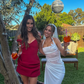 Sexy Burgundy Sheath V Neck Satin Short Prom Dress Homecoming Dress SH6003