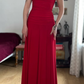 Simple Red A Line Pleated Satin Prom Dress Evening Dress Date Dress SH5632