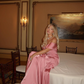 Elegant Mermaid Off the Shoulder Bow Pink Satin Long Prom Dress Evening Dress SH1933