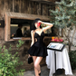 Sexy Black A Line Spaghetti Strap Satin Short Homecoming Dress Outfits SH5833