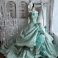 Vintage Blue Rose Print Ball Gown Exquisite Beaded Tulle Prom Dress Sweet 16 Dress SH5988
