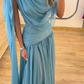 Lake Blue A Line Flowy Chiffon Long Prom Dress Party Evening Dress SH5705