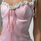 Pink Two Piece A Line Spaghetti Strap Satin Mini Homecoming Dress Birthday Dress SH3696