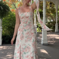 Chic Chiffon Print Floral A Line Slit Long Prom Dress With Bow Straps SH1560