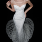 White Mermaid Sweetheart Neck Lace Long Sweep Wedding Dress SH5970
