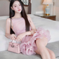 Cute A Line Spaghetti Strap Pink Chiffon Short Homecoming Dress Birthday Dress SH4673