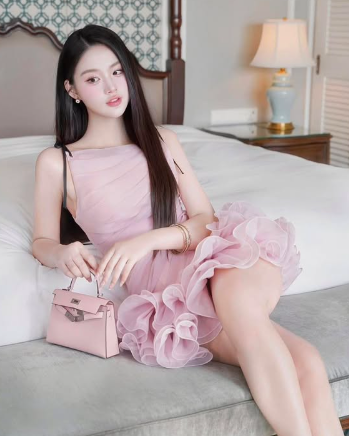 Cute A Line Spaghetti Strap Pink Chiffon Short Homecoming Dress Birthday Dress SH4673